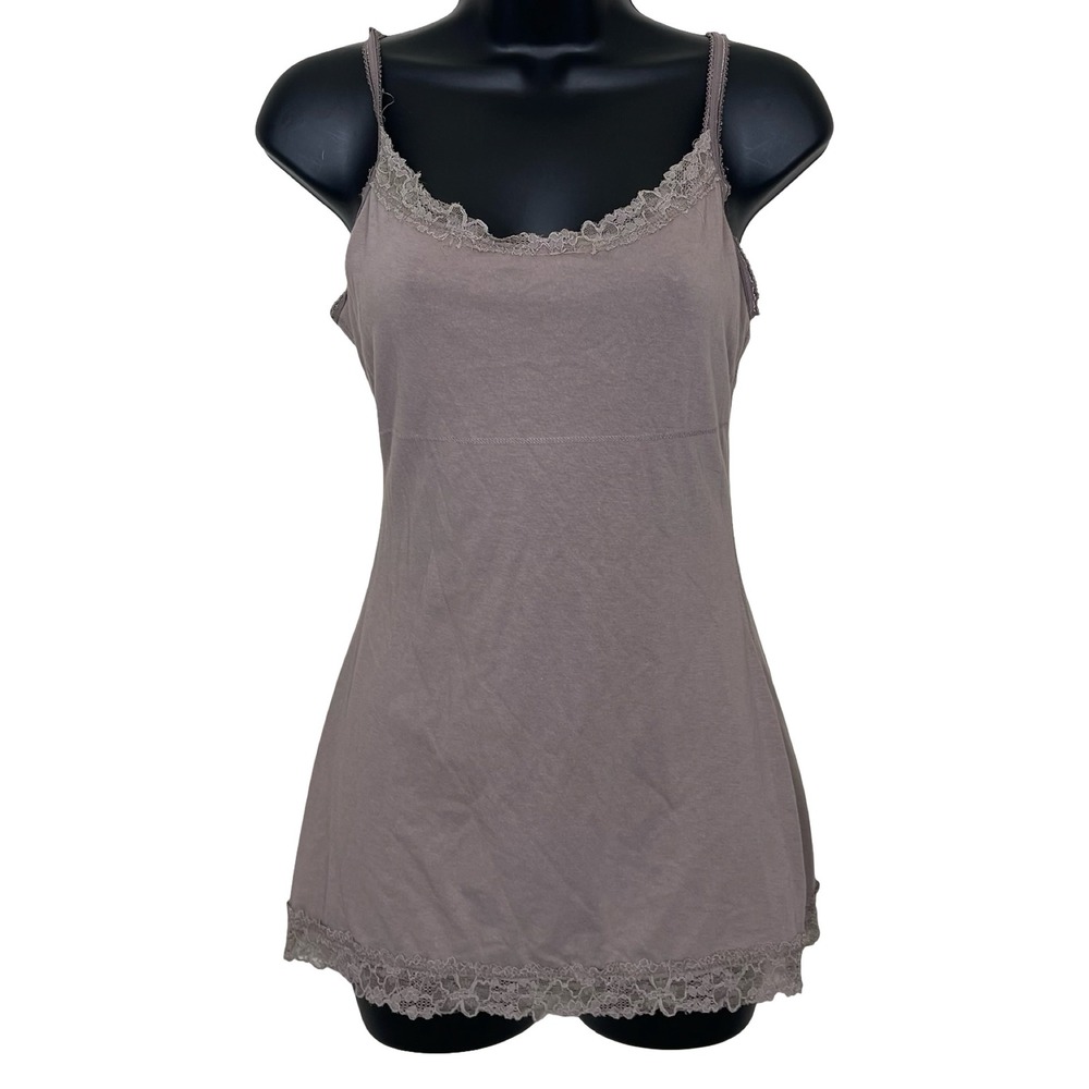 Maurices Lace Trim Cami Tank‎ Top Babydoll Womens M Brown Tan Y2K Twilight